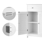 Badezimmerschrank - mit 2 Lattentüren - mit verstellbaren Regalen - Weiß