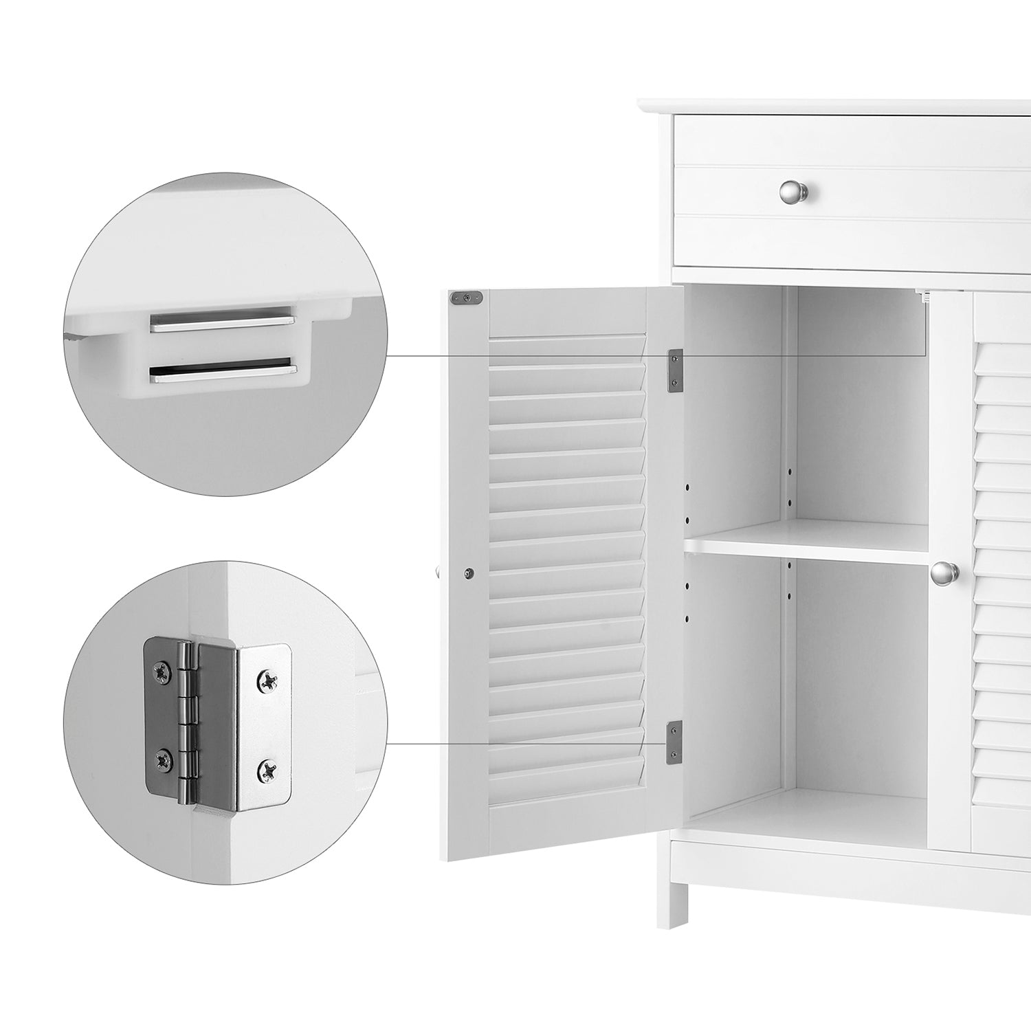 Badezimmerschrank - mit 2 Lattentüren - mit verstellbaren Regalen - Weiß