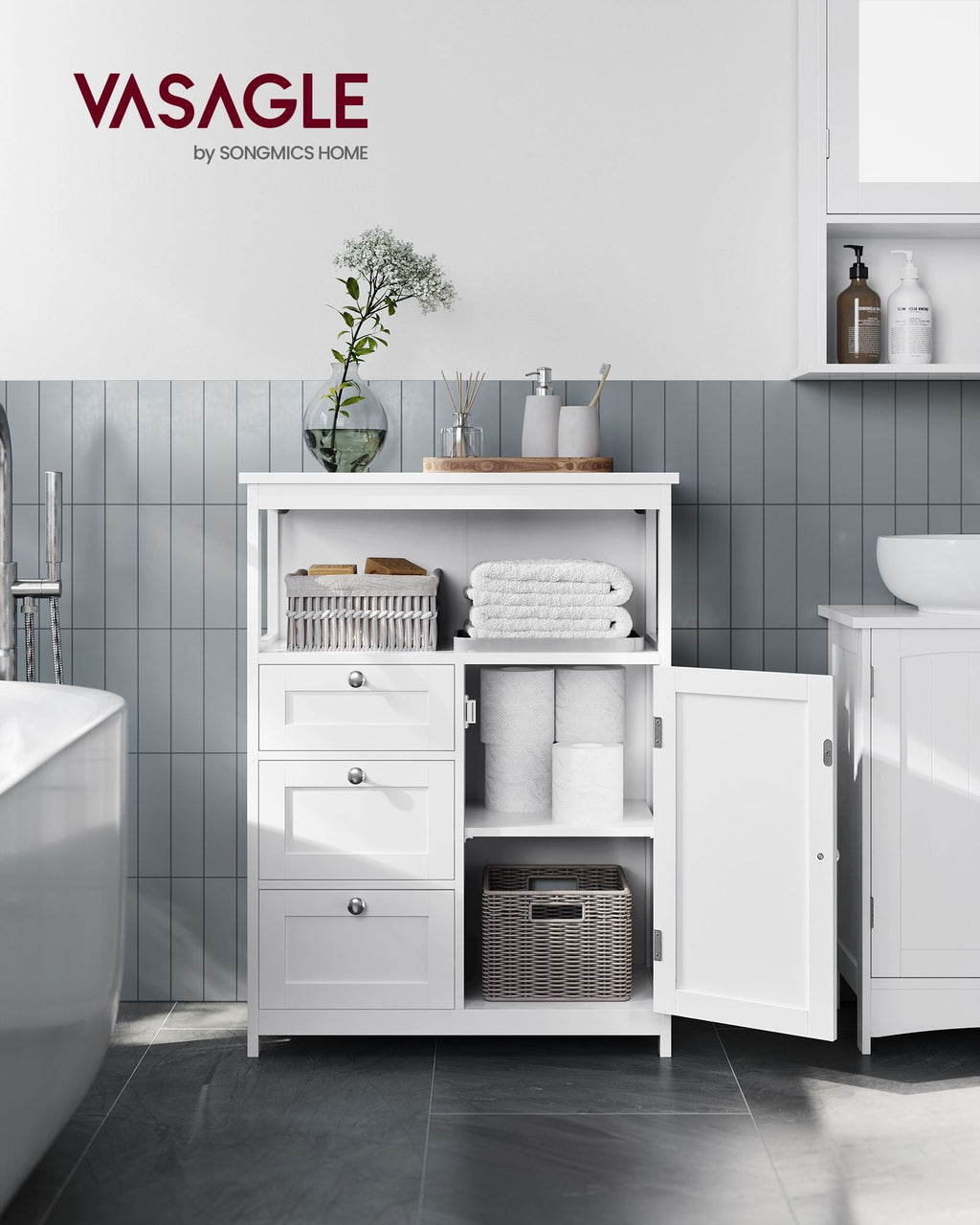 Badezimmermöbel - 30 x 60 x 80 cm - mit 3 Schubladen