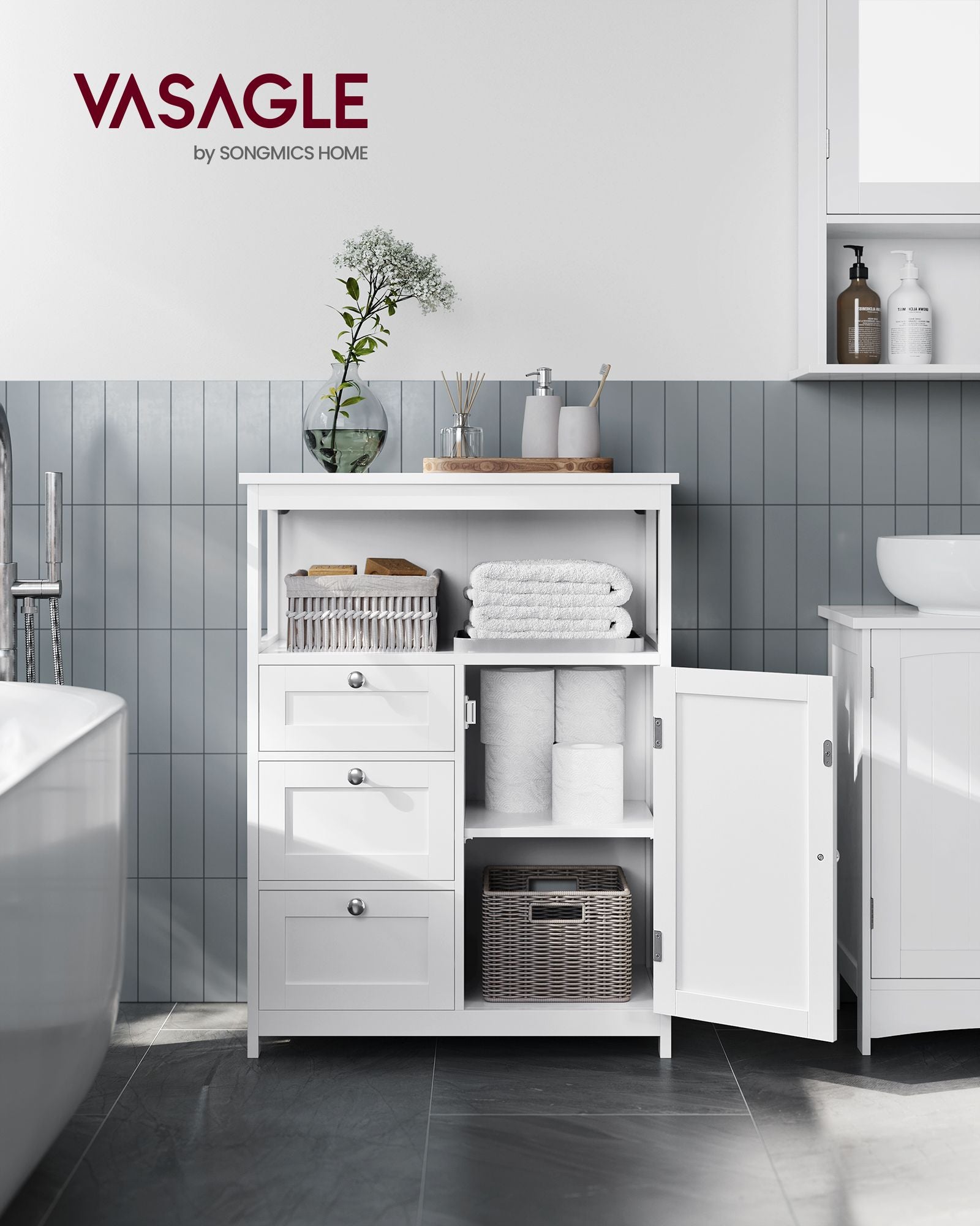 Badezimmermöbel - 30 x 60 x 80 cm - mit 3 Schubladen