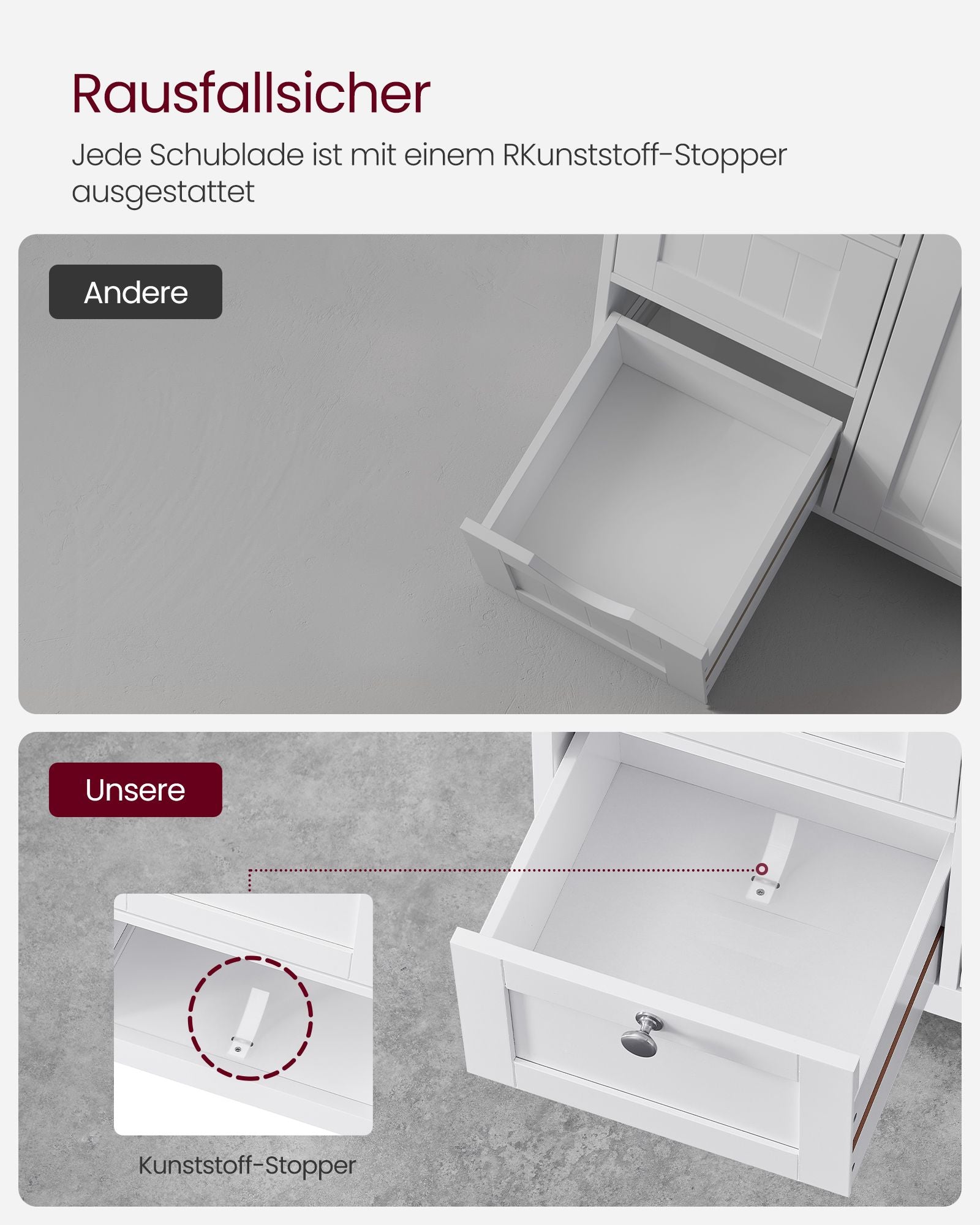 Badezimmermöbel - 30 x 60 x 80 cm - mit 3 Schubladen