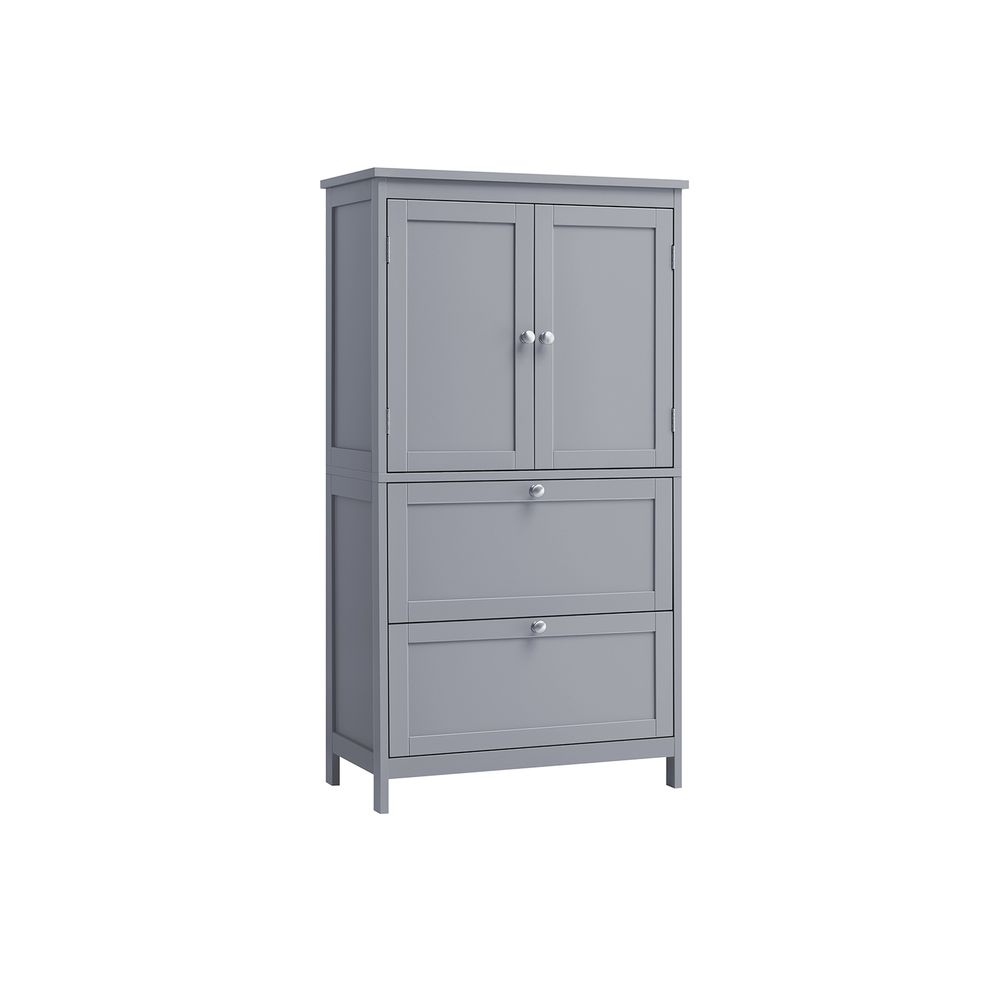 Badezimmerschrank - Wohnzimmerschrank - Türen - 2 Schubladen - aus Holz - Grau