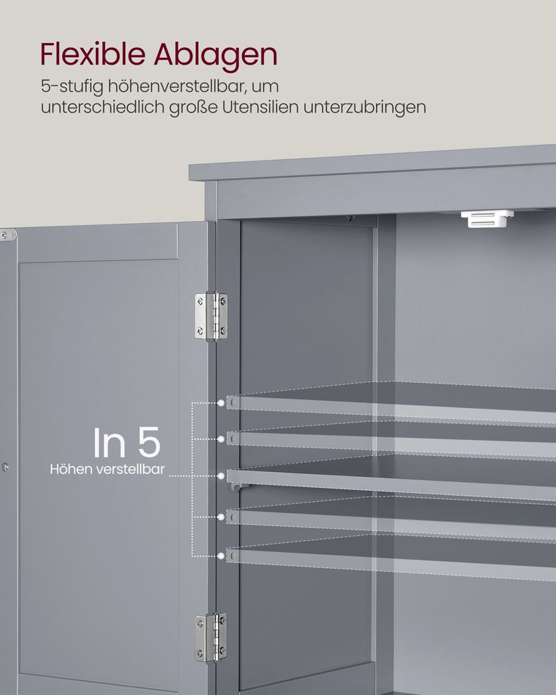 Badezimmerschrank - Wohnzimmerschrank - Türen - 2 Schubladen - aus Holz - Grau