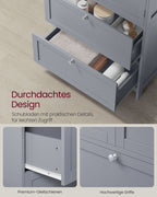 Badezimmerschrank - Wohnzimmerschrank - Türen - 2 Schubladen - aus Holz - Grau