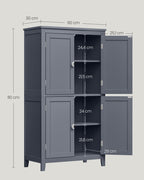 Badezimmerschrank - Wohnzimmerschrank - Türen - 4 Türen - aus Holz - Grau