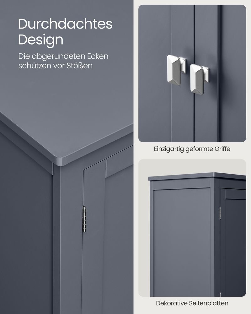 Badezimmerschrank - Wohnzimmerschrank - Türen - 4 Türen - aus Holz - Grau