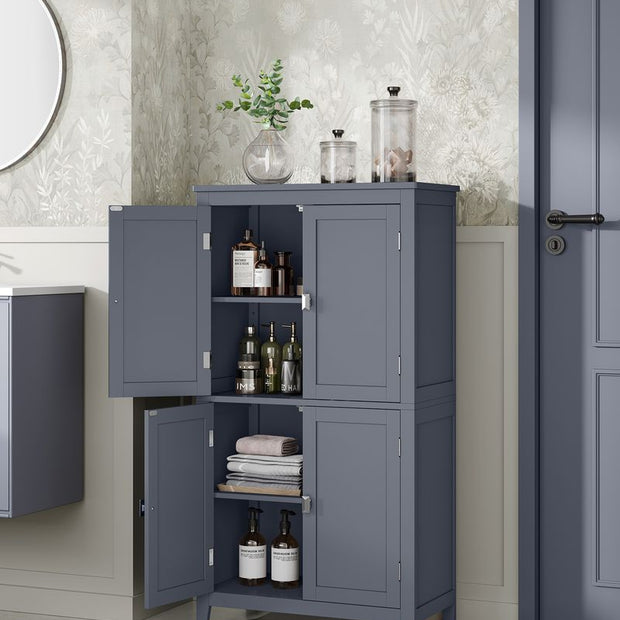 Badezimmerschrank - Wohnzimmerschrank - Türen - 4 Türen - aus Holz - Grau