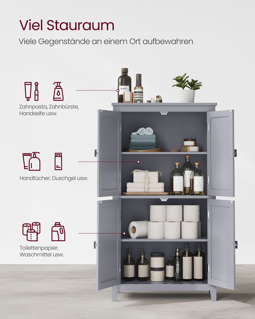 Küchenschrank - mit 4 Türen - verstellbare Regale