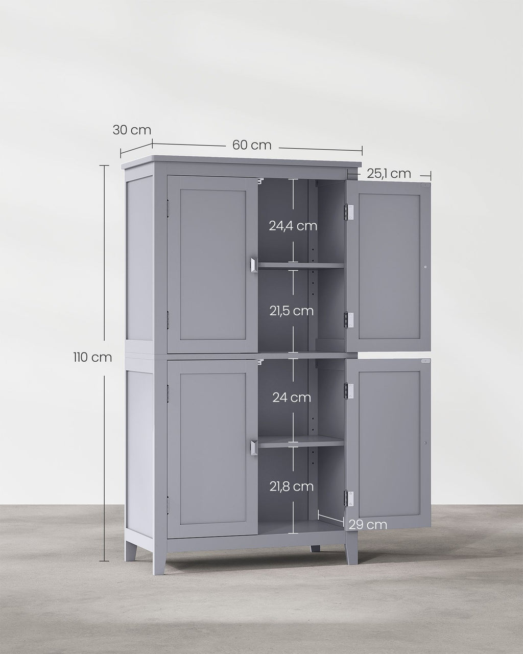 Küchenschrank - mit 4 Türen - verstellbare Regale