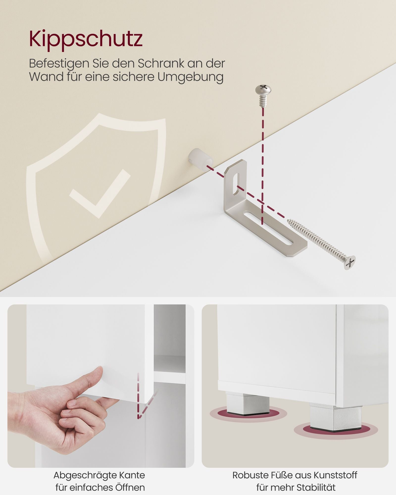 Badezimmermöbel - 30 x 30 x 170 cm - Verstellbare Regale