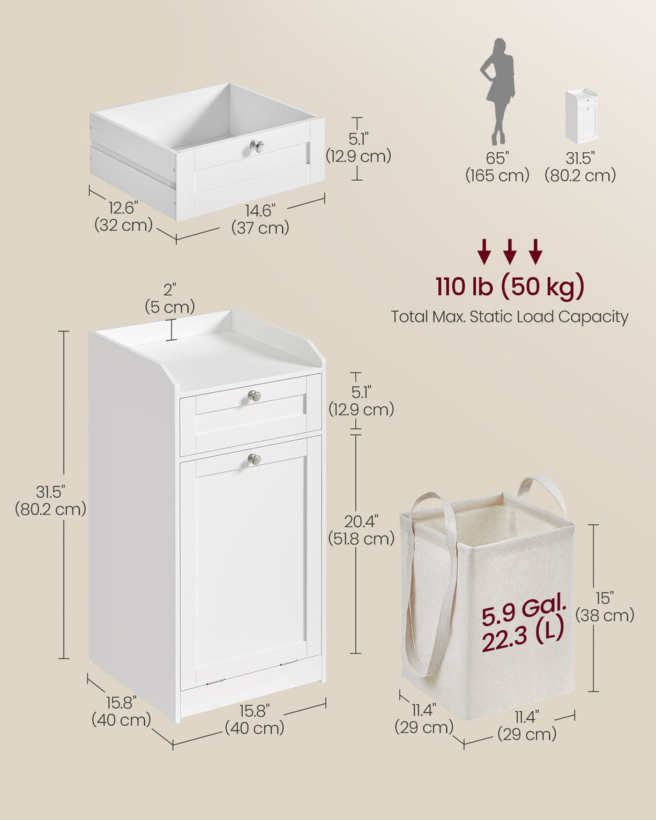 Badezimmerschrank - mit Wäschereikorb - 40 × 40 × 80,2 cm