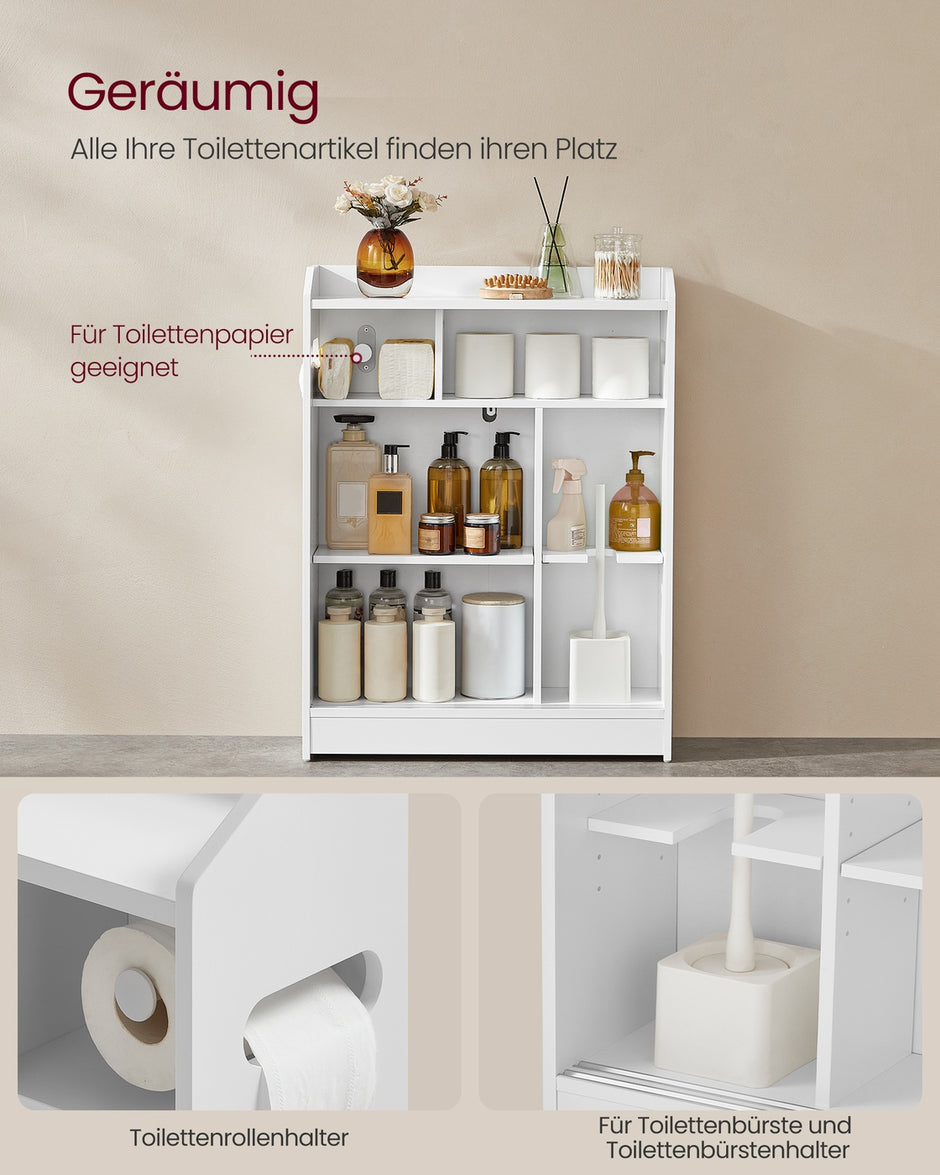 Badkamerkast - Schuifdeuren - Met Toiletrolhouder - Smal - Wolkenwit