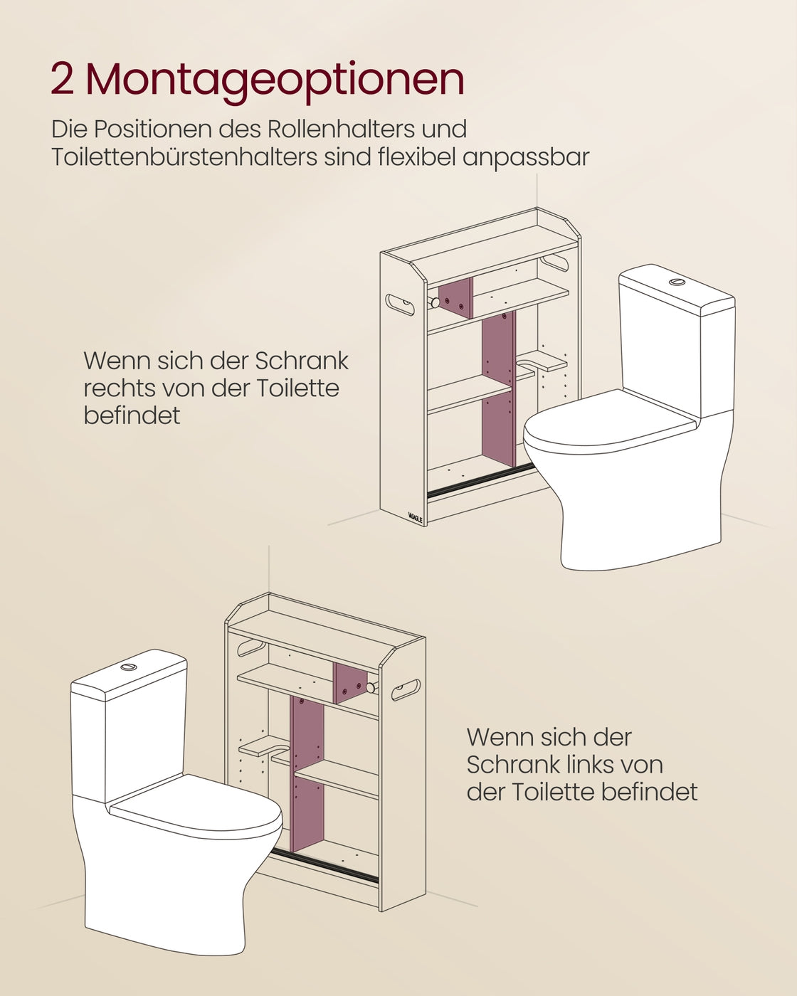 Badkamerkast - Schuifdeuren - Met Toiletrolhouder - Smal - Wolkenwit
