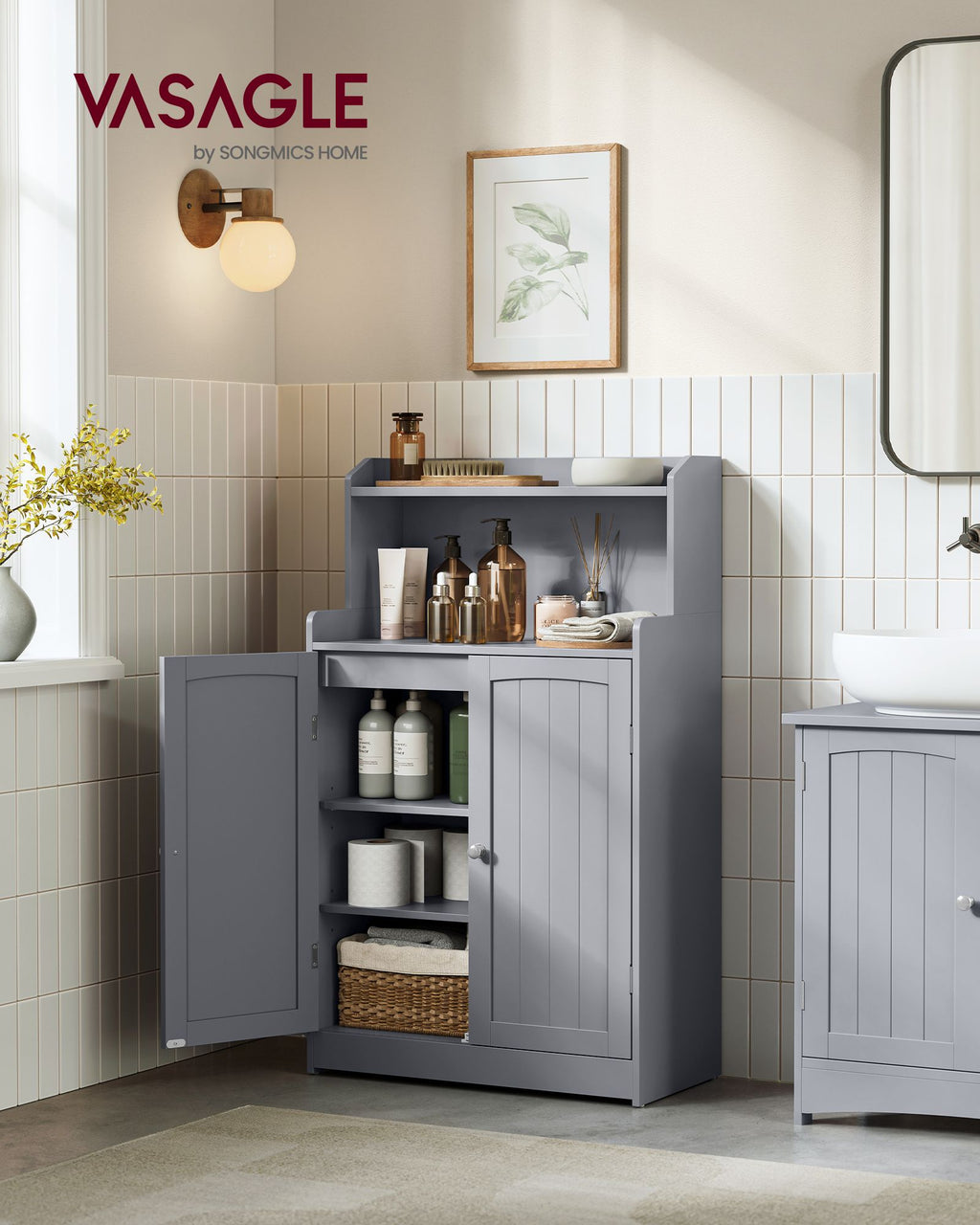 Badezimmermöbel - mit 2 Türen und Regalen - Duf Grey