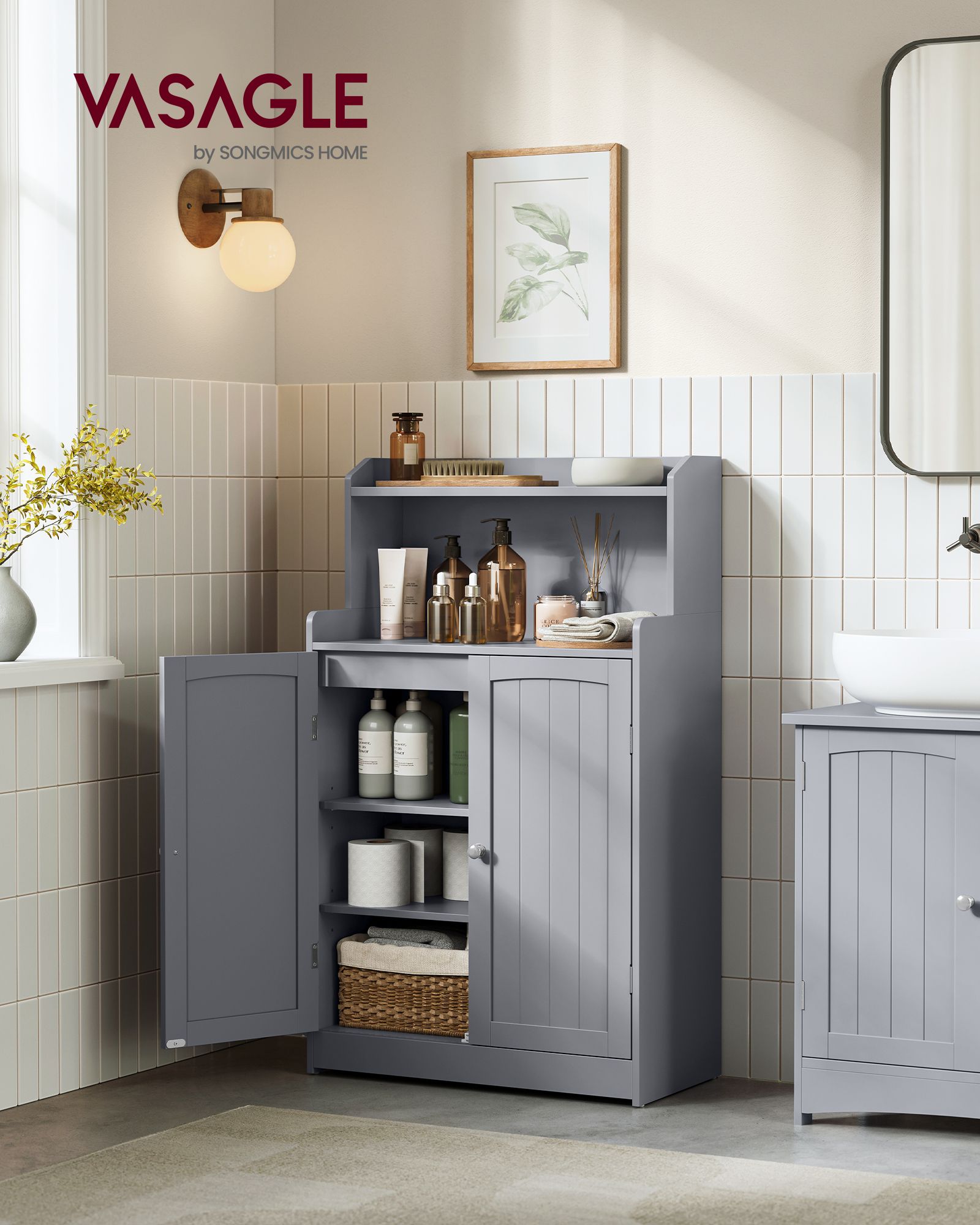 Badezimmermöbel - mit 2 Türen und Regalen - Duf Grey