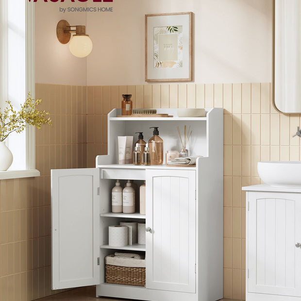 Badezimmerschrank - mit 2 Türen und Regalen - Wolkwit