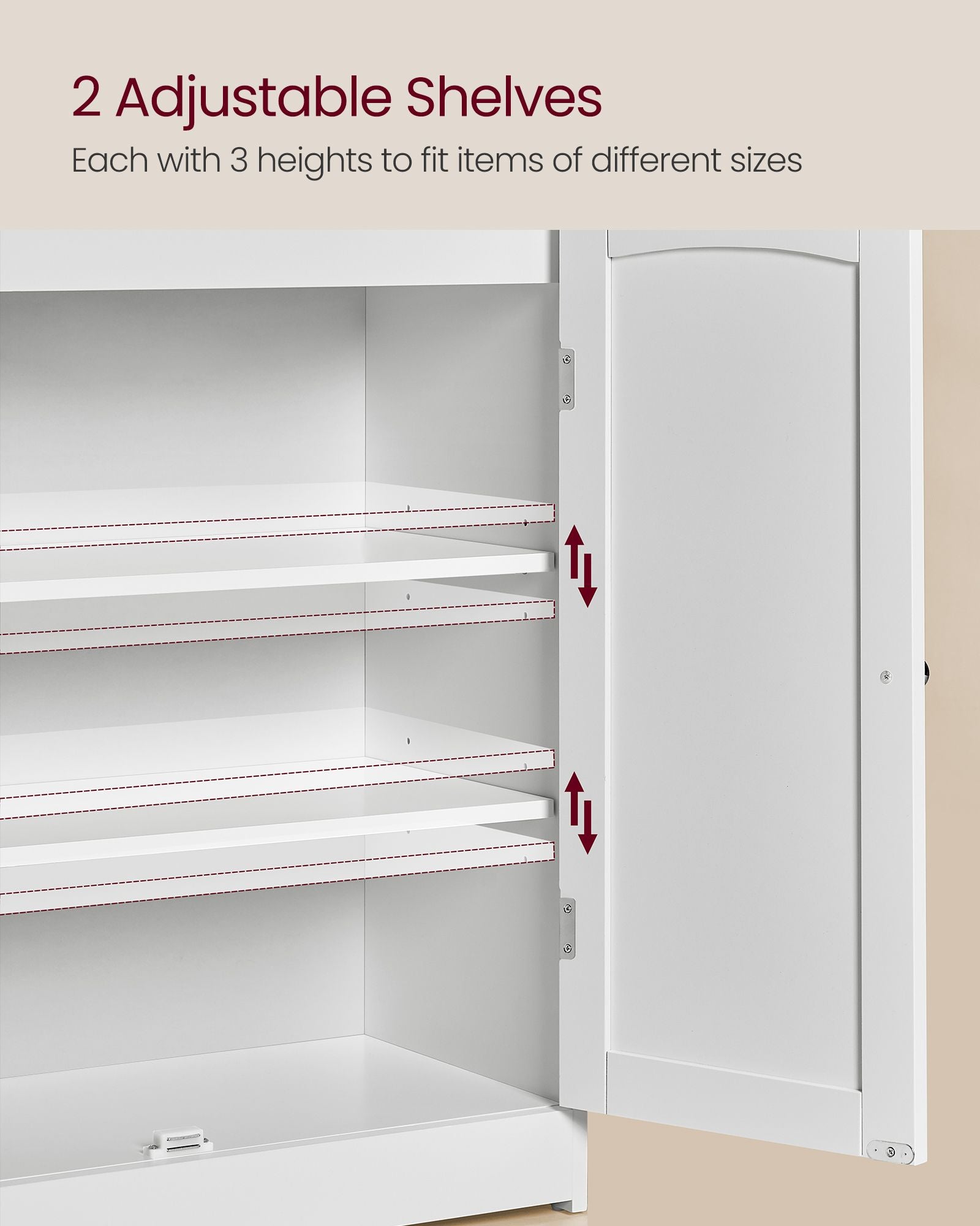 Badezimmerschrank - mit 2 Türen und Regalen - Wolkwit