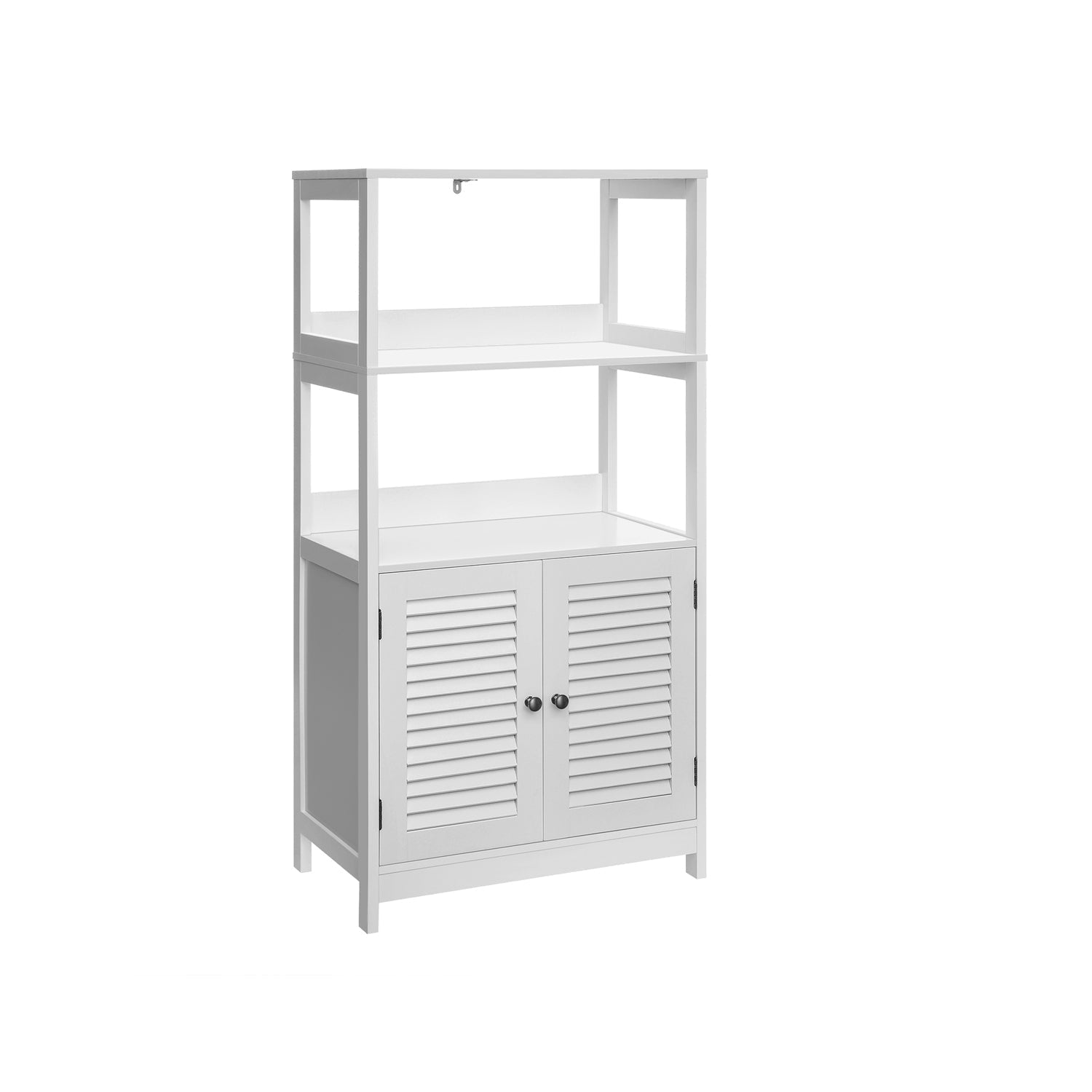 Badezimmerschrank - Hochschrank - mit offenen Fächern und 2 Türen - Weiß