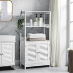 Badezimmerschrank - Hochschrank - mit offenen Fächern und 2 Türen - Weiß