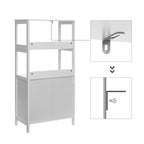 Badezimmerschrank - Hochschrank - mit offenen Fächern und 2 Türen - Weiß
