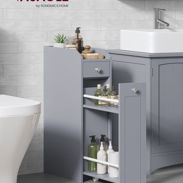 Badezimmerschrank - schmal - mit Schubladen - für Toilettenpapier