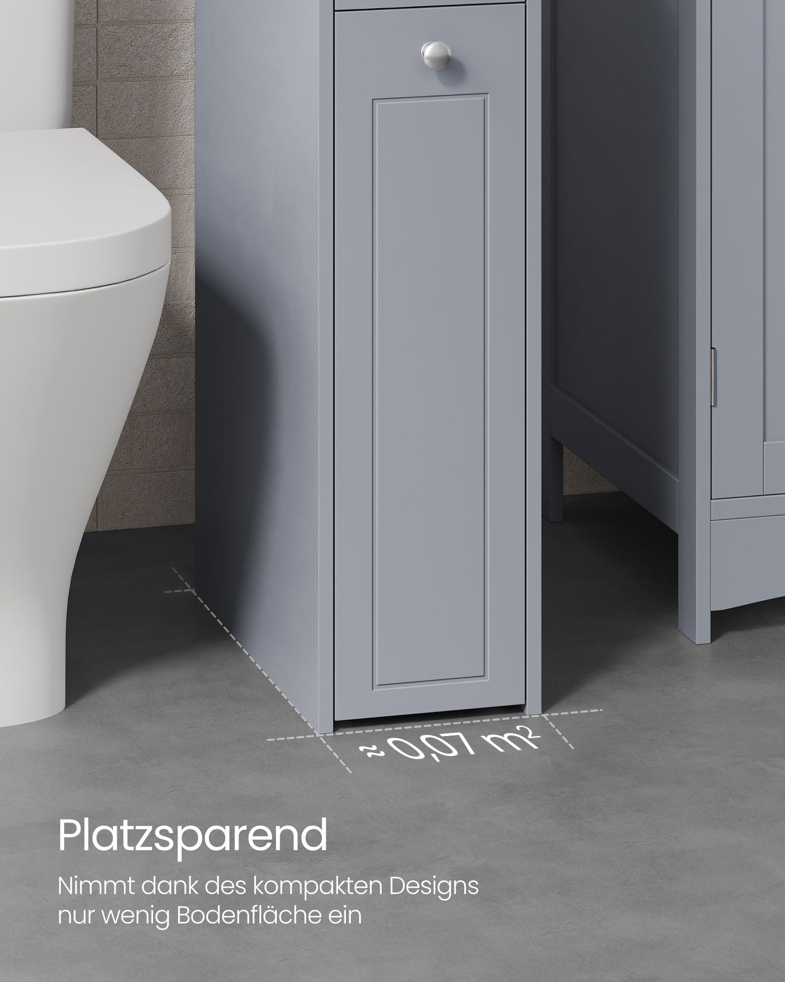 Badezimmerschrank - schmal - mit Schubladen - für Toilettenpapier