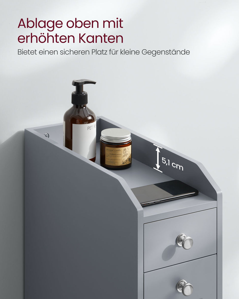 Badezimmerschrank - schmal - mit Schubladen - für Toilettenpapier