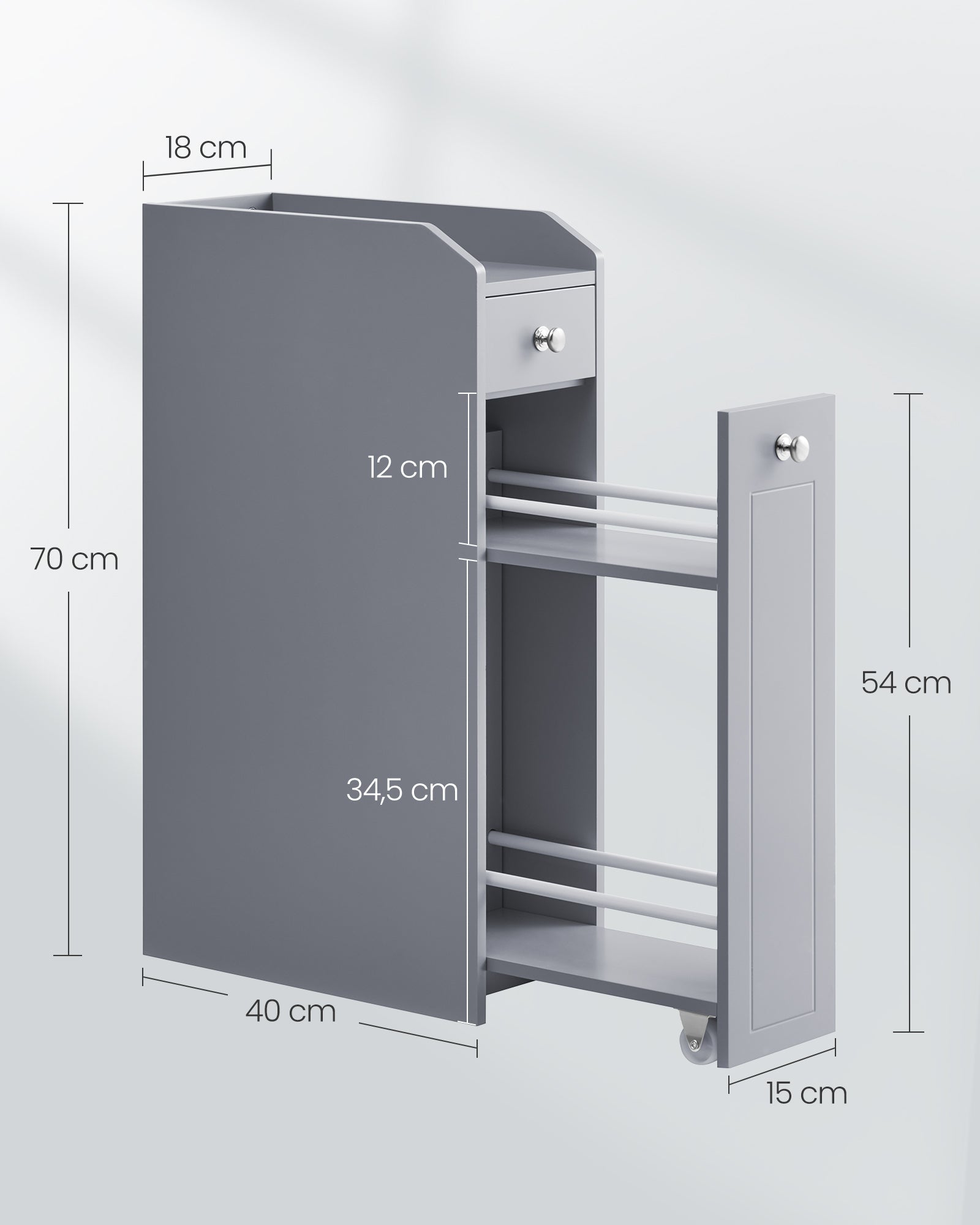 Badezimmerschrank - schmal - mit Schubladen - für Toilettenpapier
