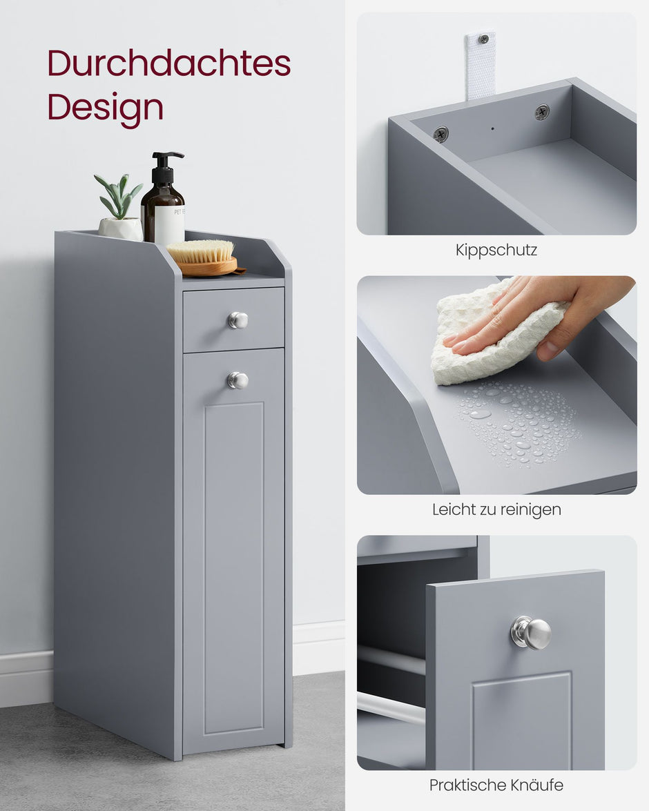 Badezimmerschrank - schmal - mit Schubladen - für Toilettenpapier