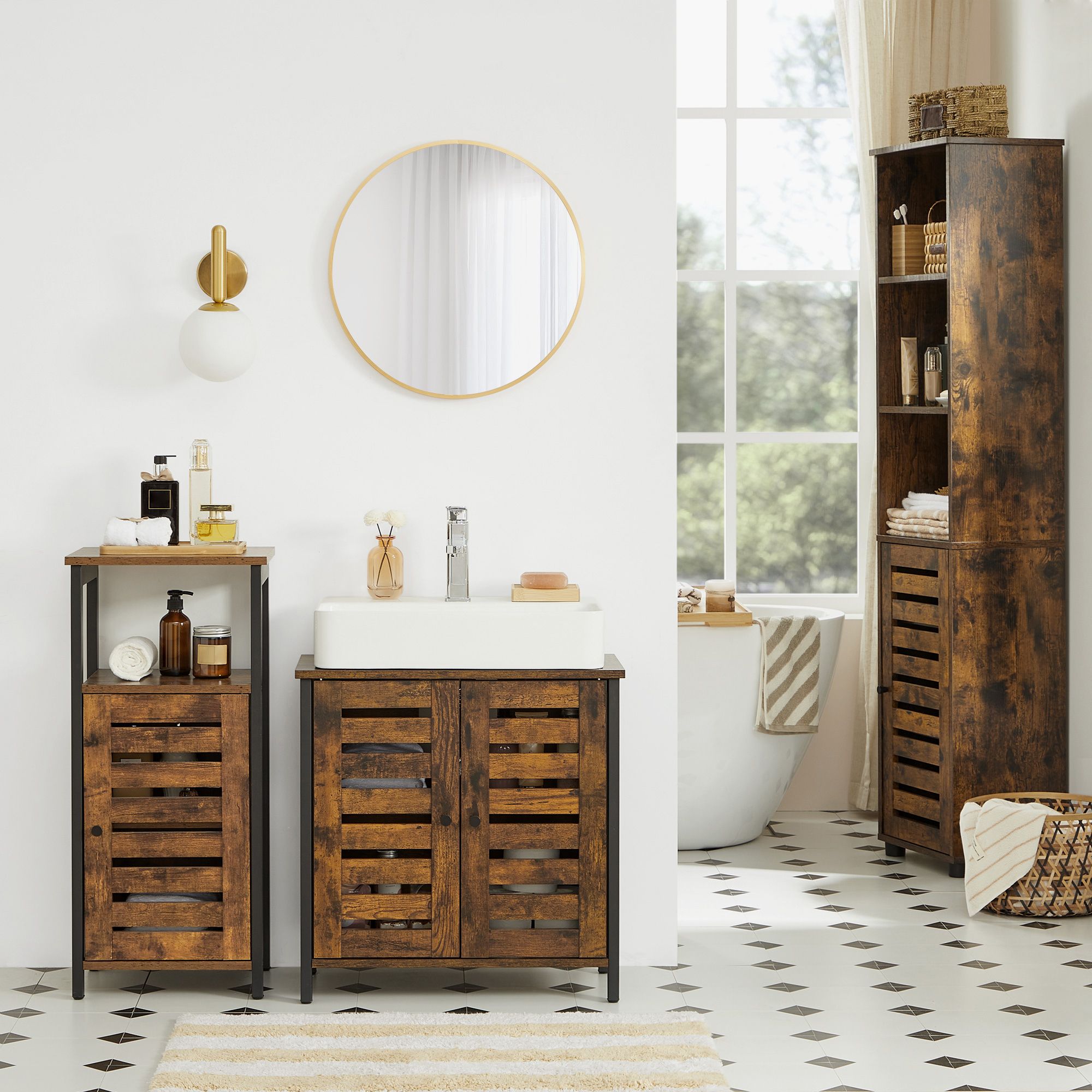 Waschbeckenschrank-Vintage Brown-Zwart