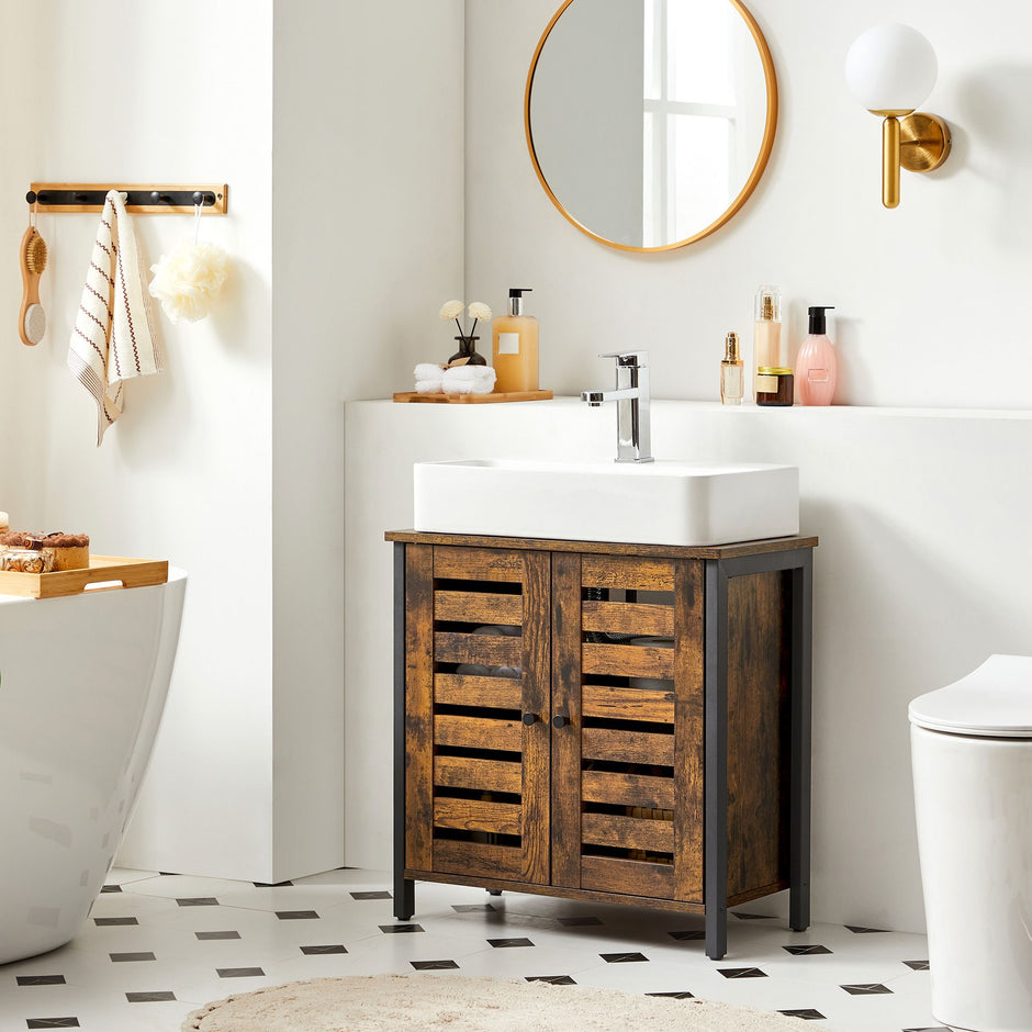 Waschbeckenschrank-Vintage Brown-Zwart