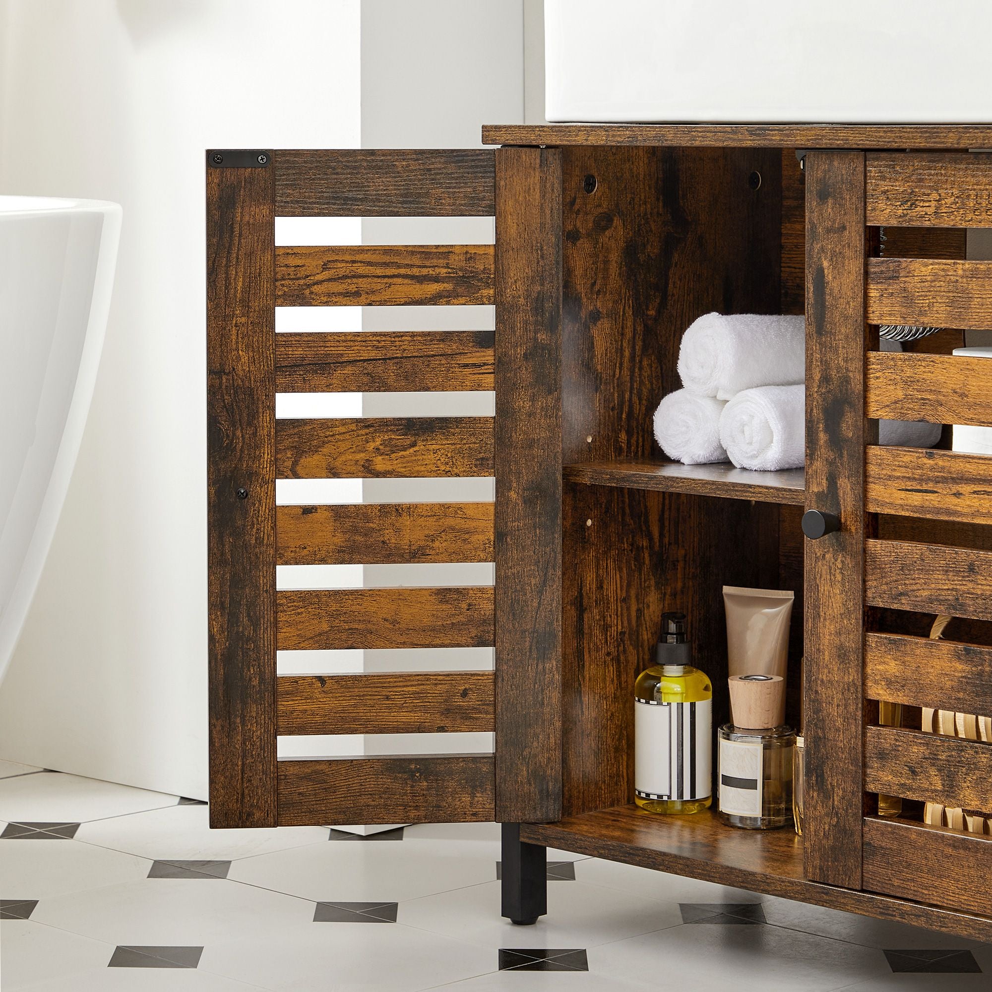 Waschbeckenschrank-Vintage Brown-Zwart