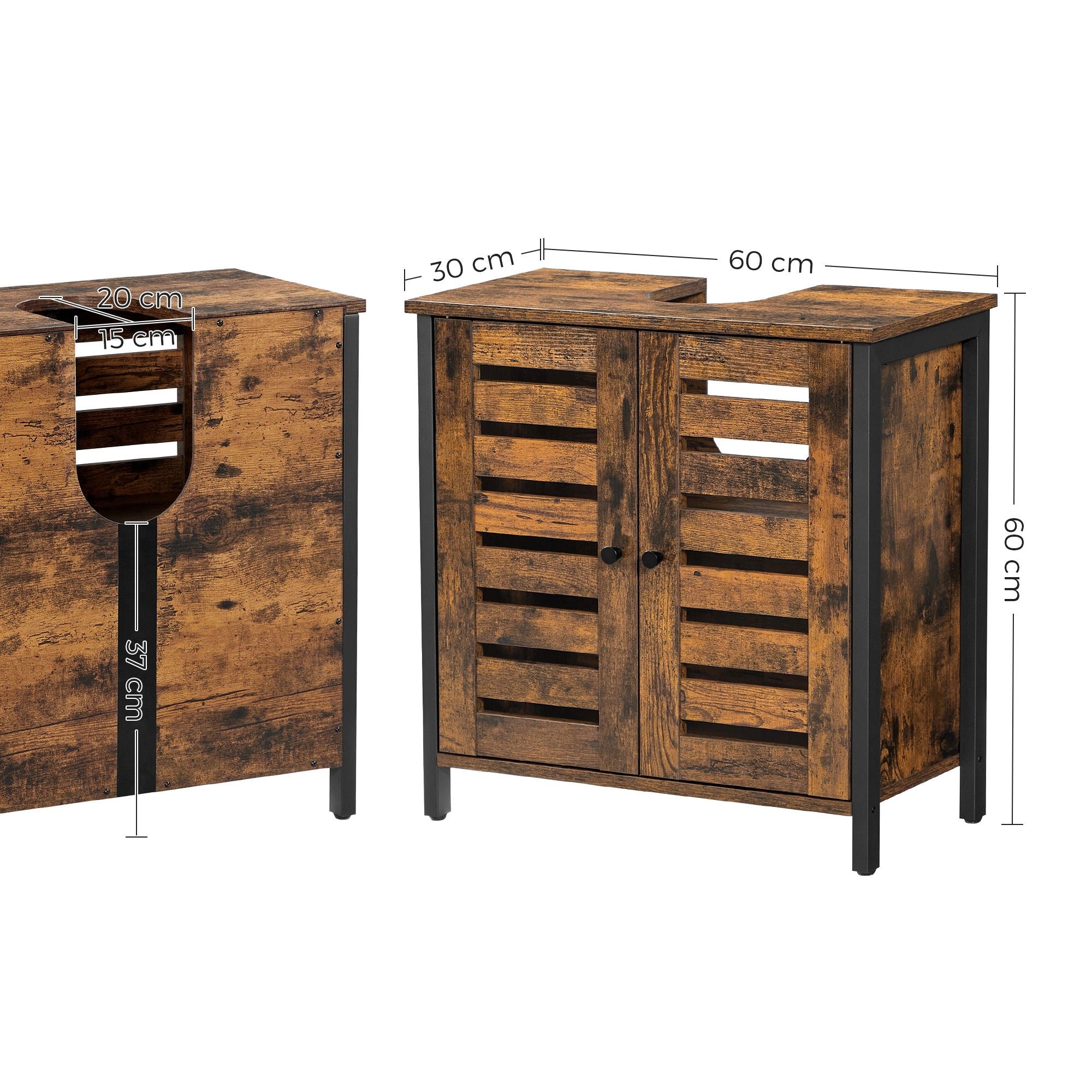 Waschbeckenschrank-Vintage Brown-Zwart