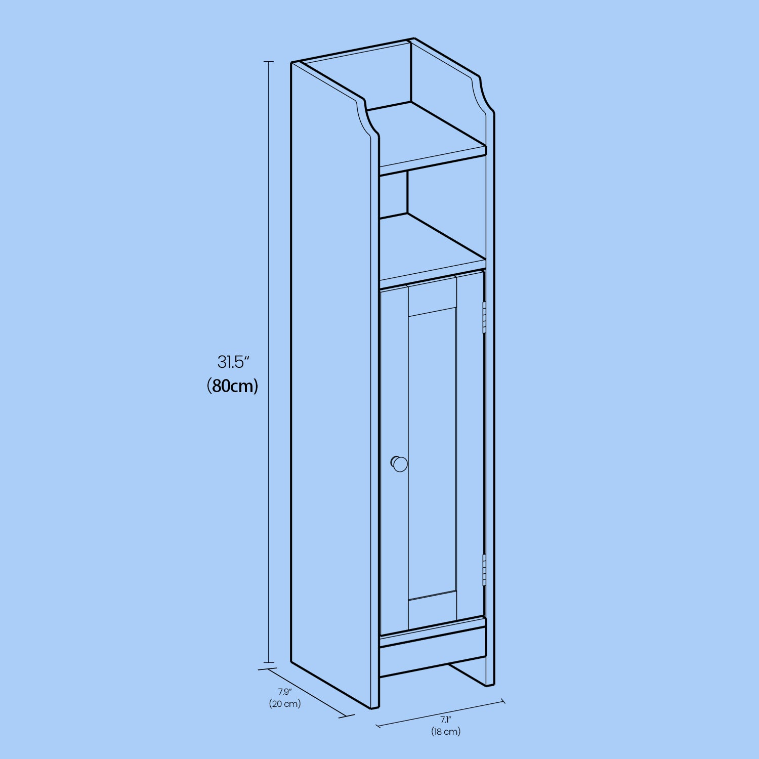 Badezimmerschrank - schmaler Stehschrank, ideal für kleine Badezimmer