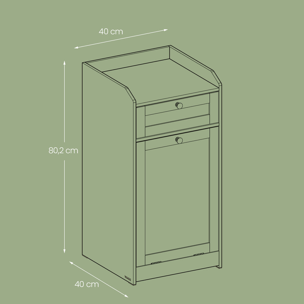 Badezimmerschrank - mit Wäschereikorb - 40 x 40 x 80,2 cm