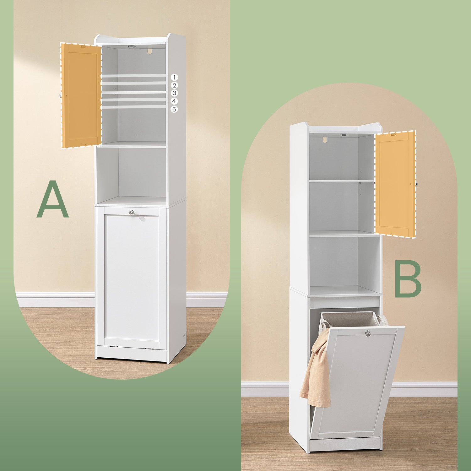 Badezimmerschrank - mit Wäschereikorb - 40 x 40 x 170 cm