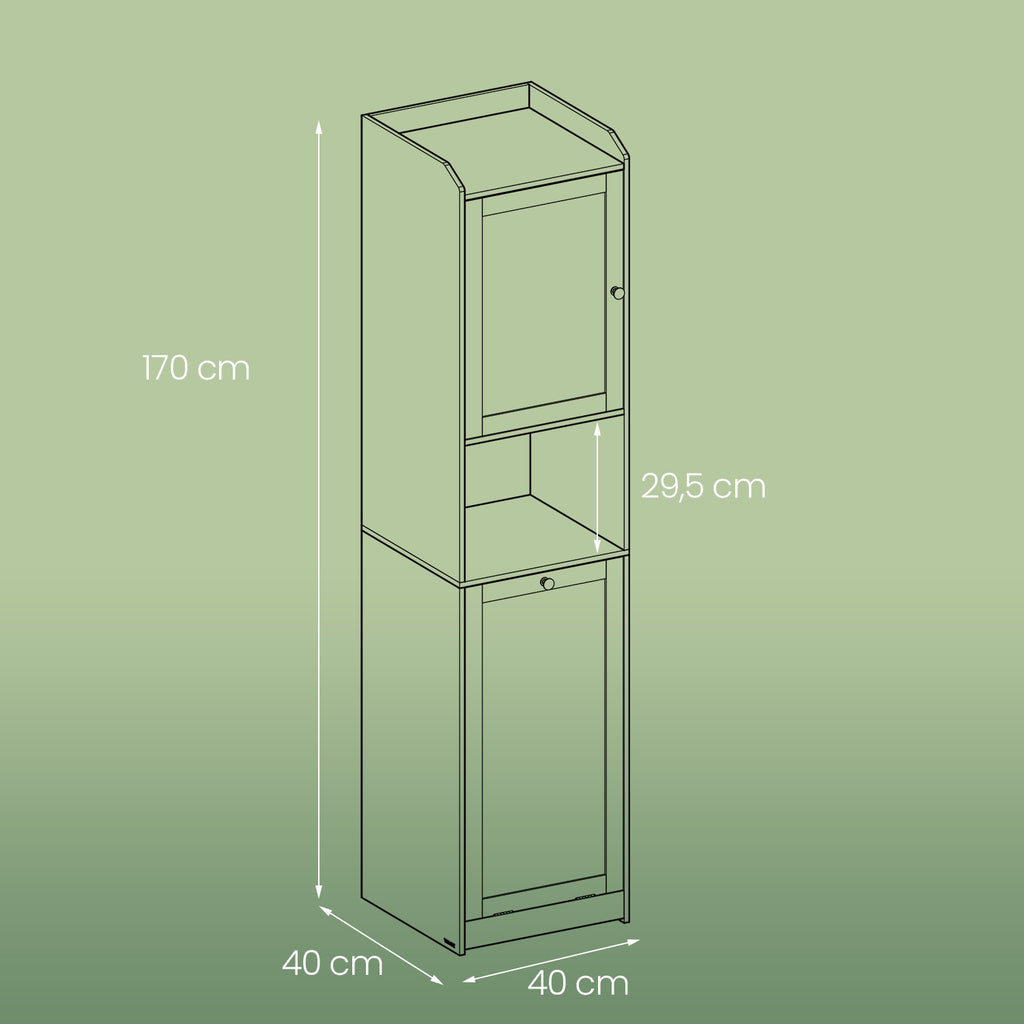 Badezimmerschrank - mit Wäschereikorb - 40 x 40 x 170 cm