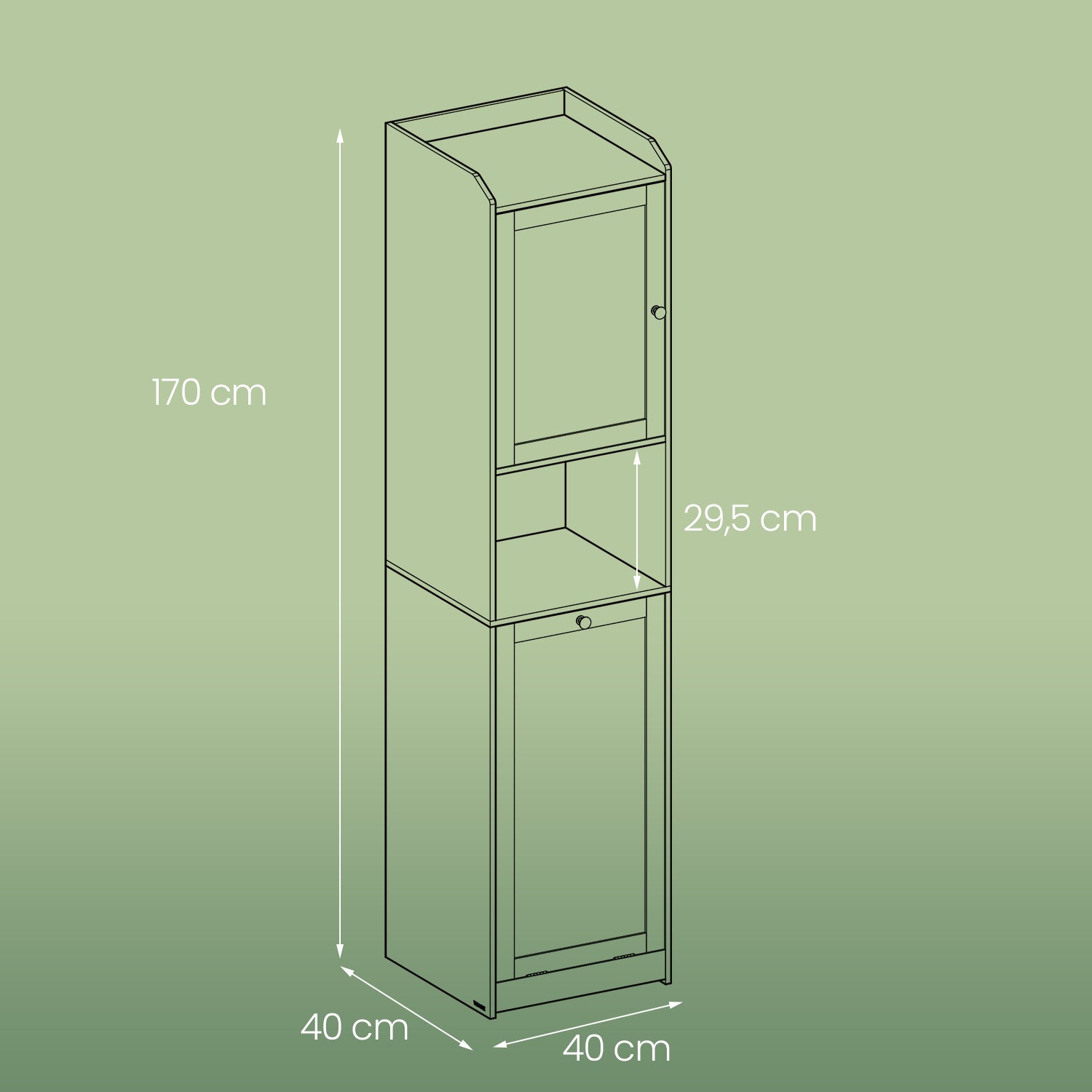 Badezimmerschrank - mit Wäschereikorb - 40 x 40 x 170 cm