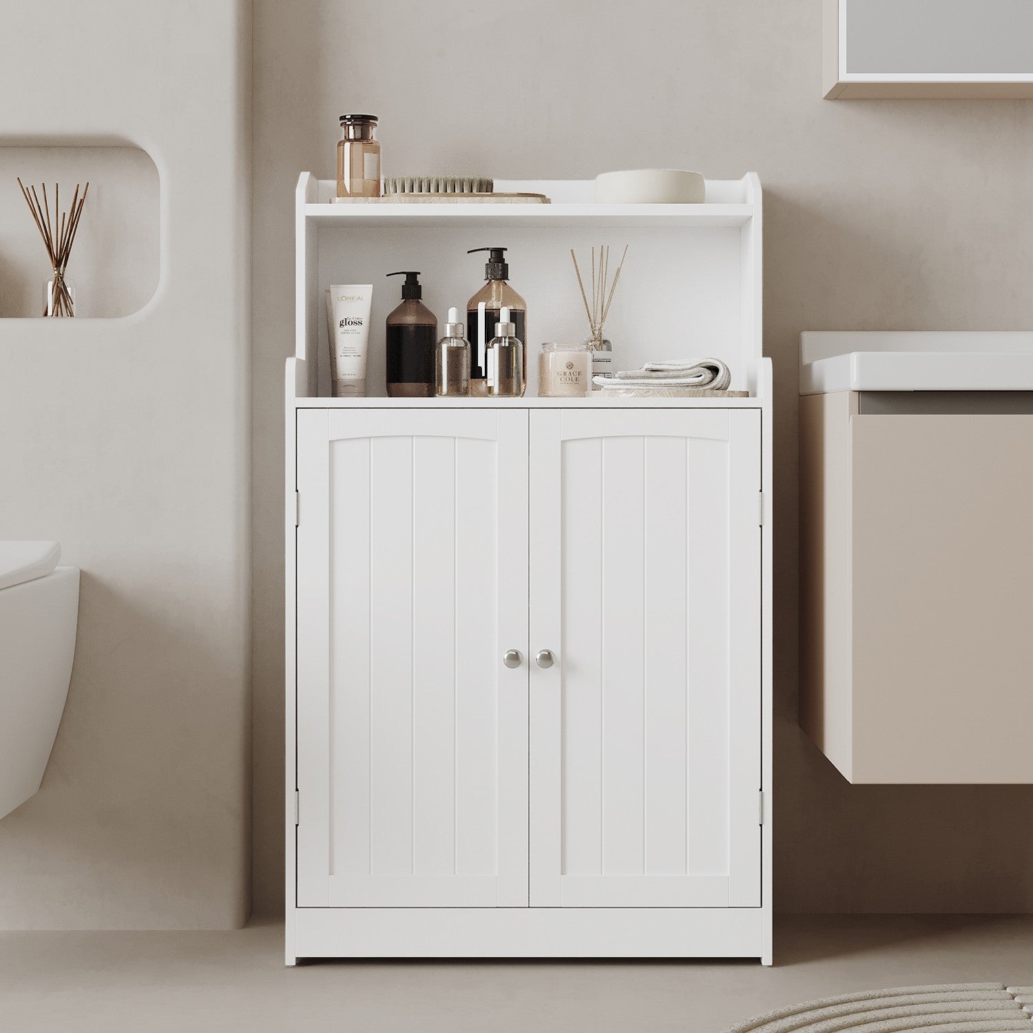 Badezimmermöbel, Badezimmermöbel mit 2 Türen, 2 verstellbare Regale