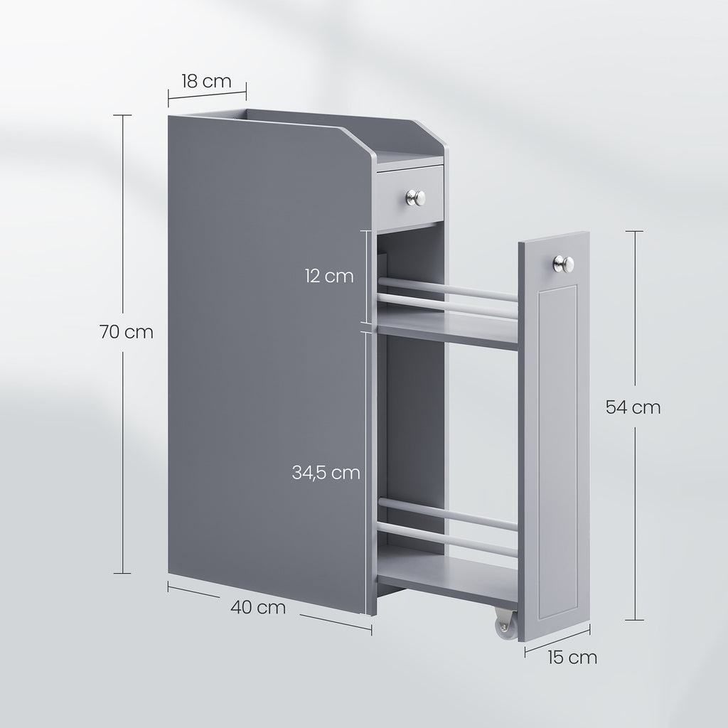 Badezimmerschrank - schmaler Schrank für Toilettenpapier, kompaktes Design
