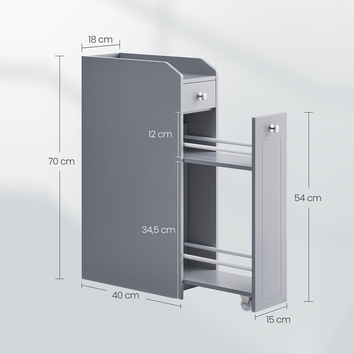 Badezimmerschrank - schmaler Schrank für Toilettenpapier, kompaktes Design