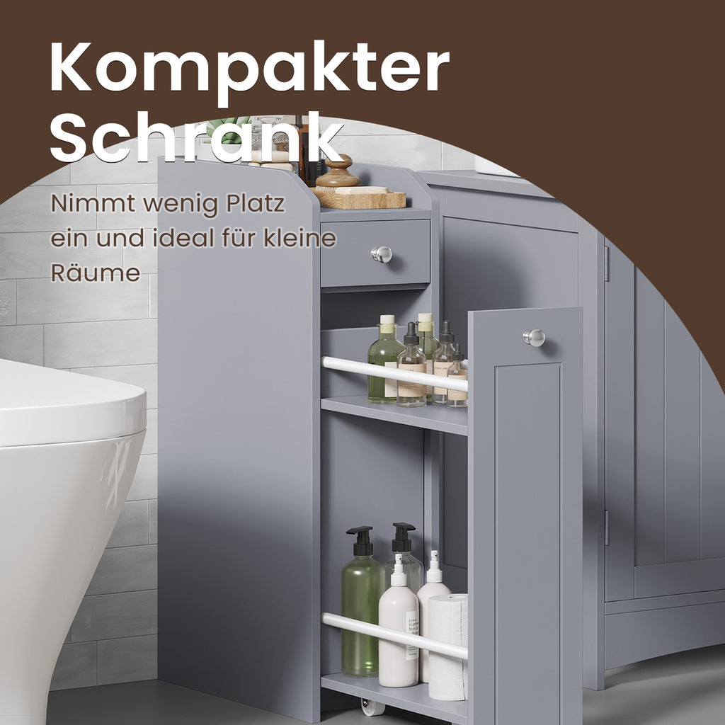 Badezimmerschrank - schmaler Schrank für Toilettenpapier, kompaktes Design