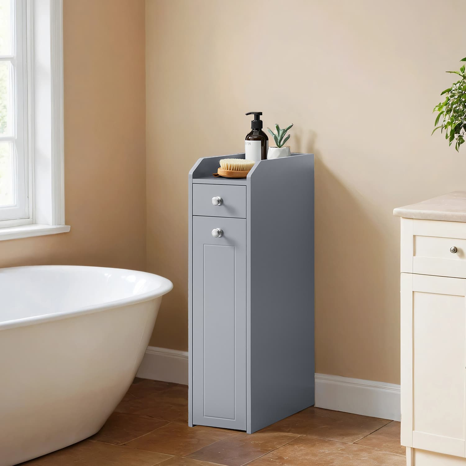 Badezimmerschrank - schmaler Schrank für Toilettenpapier, kompaktes Design