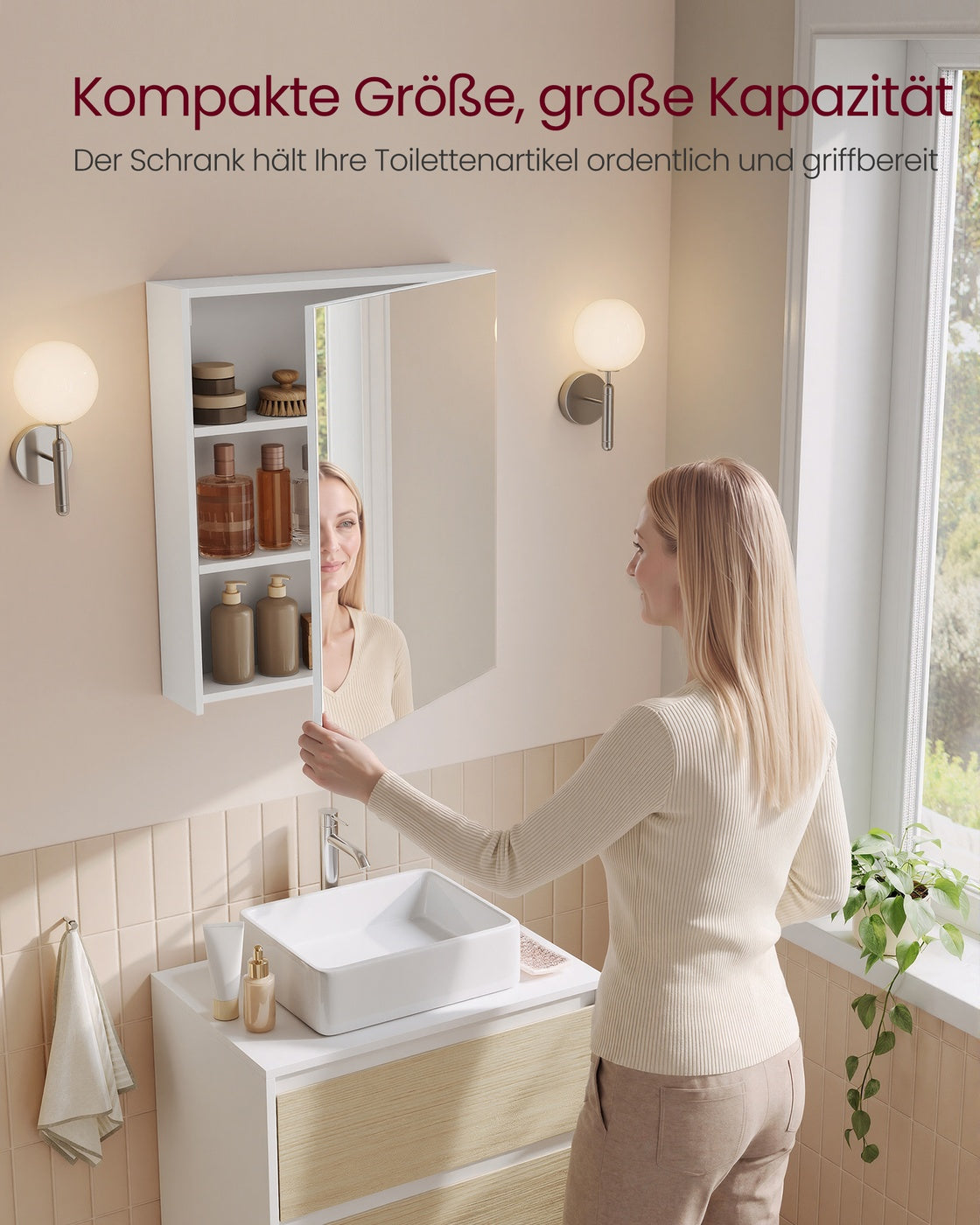 Spiegelkast - 13 x 50 x 60 cm - Wit - 1 deur - Maximale belasting 25,5 kg