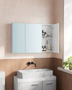 Wandschrank - mit Spiegel und verstellbarem Regal - weiß