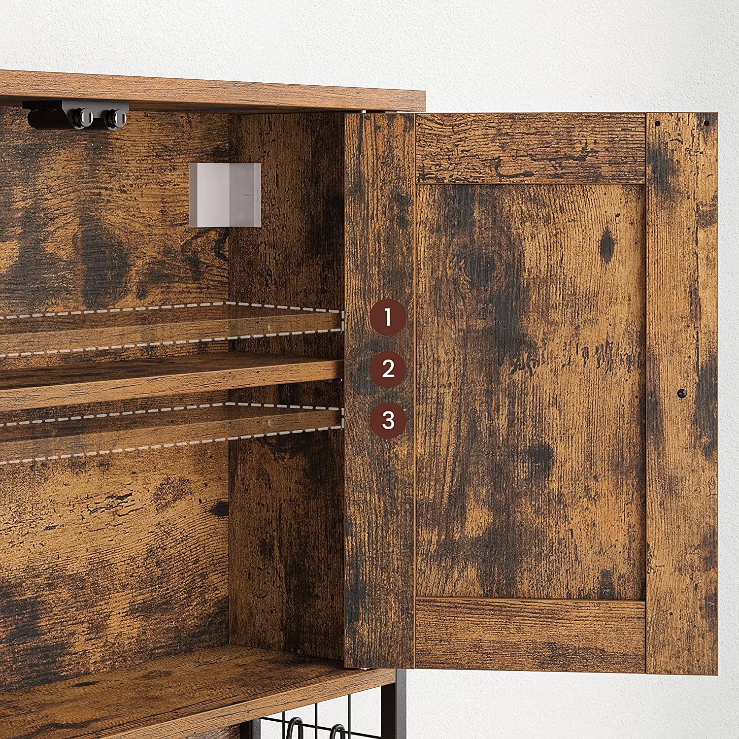Badezimmerschrank - Wandschrank - Aufbewahrungsschrank - mit 2 Türen - Verstellbare Regale - Brown