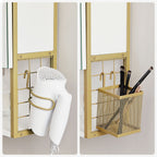 Spiegelschrank - Badezimmerschrank - mit Beleuchtung - Doppeltür - modern - Weiß / Gold