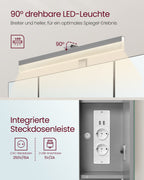 Badezimmermöbel - mit Steckdosen und 3 Türen - Wolkwit und Taubengrau