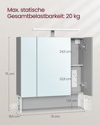 Badezimmermöbel - mit Steckdosen und 3 Türen - Wolkwit und Taubengrau