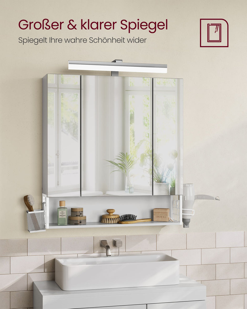 Badezimmermöbel - mit Steckdosen und 3 Türen - Wolkwit